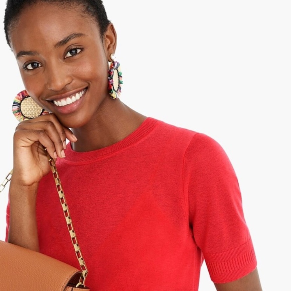 J.Crew Short-sleeve silk-blend crewneck sweater